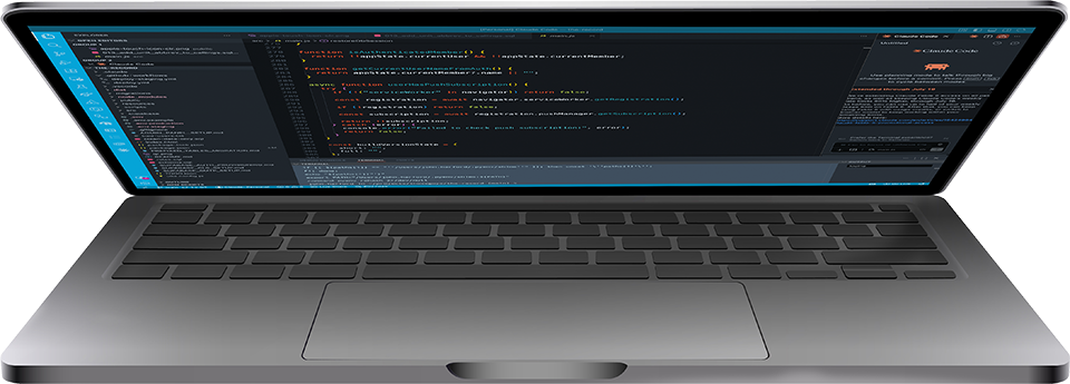 MacBook showing code
